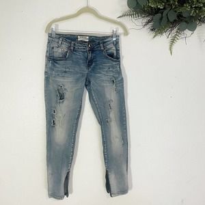 One X One Teaspoon Blue Distressed Skinny Jeans Painted Size 27